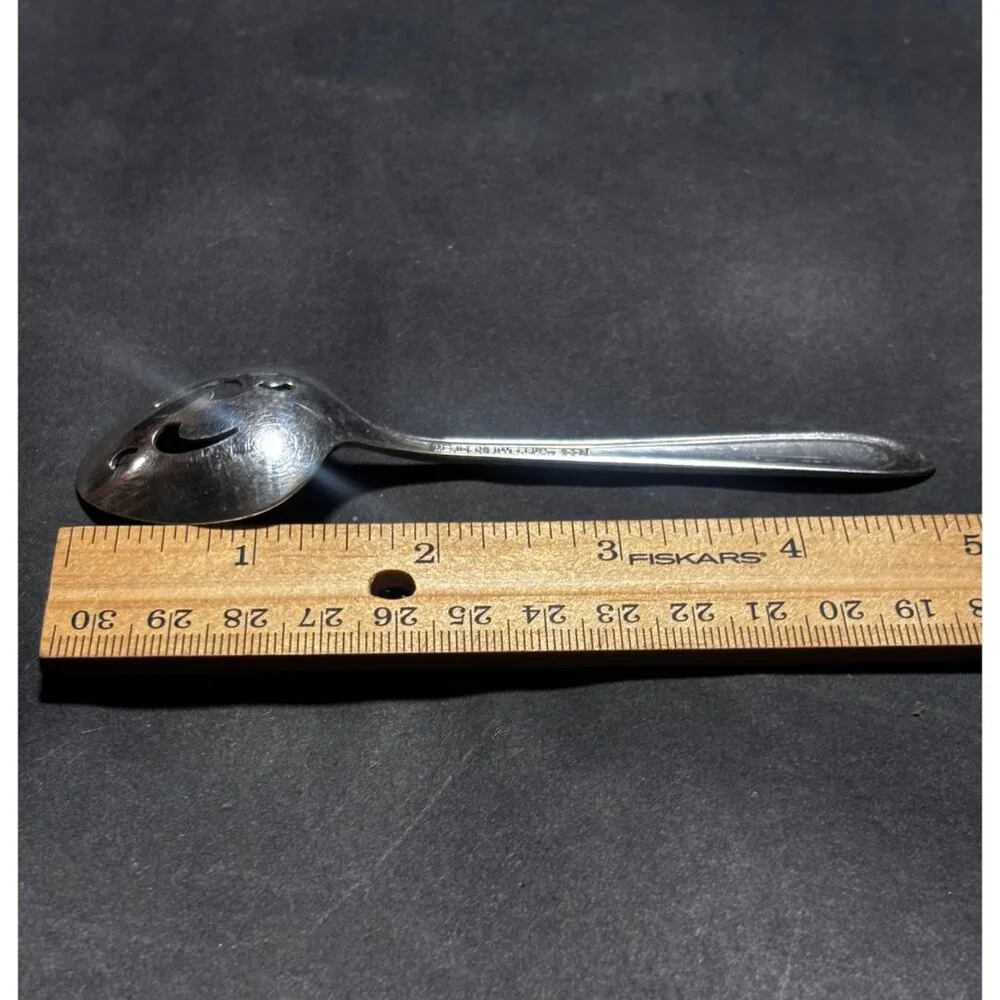 Meriden Silverplate Co. Slotted Relish Tray Serving Spoon SilverPlated VTG 50s